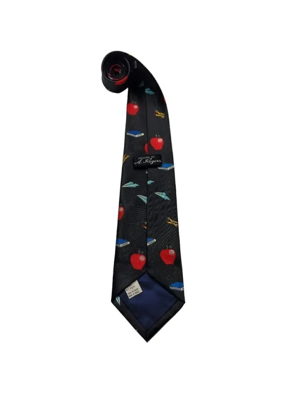 Rogers Necktie School Books Pencils Apples